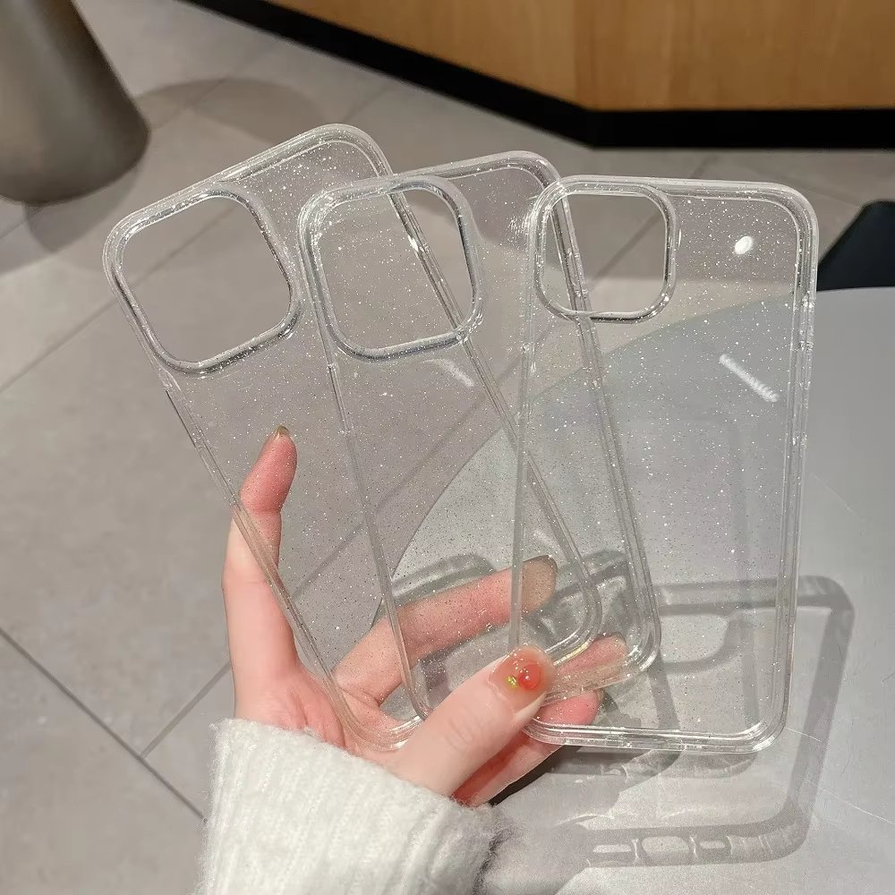 جراب شفاف لامع فاخر لهاتف آيفون ، بلينغ ممتص للصدمات ، غطاء أكريليك سيليكون - الصورة 6
